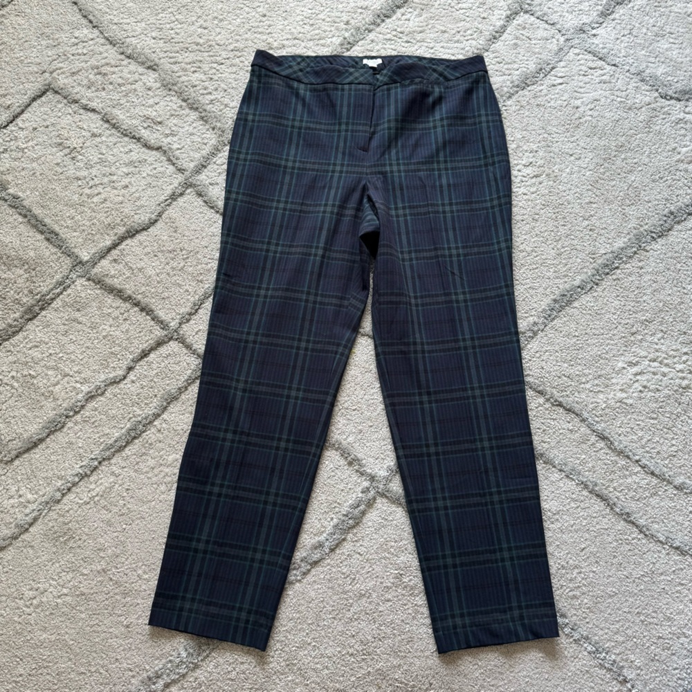 J. Jill Tartan Black and Green Plaid Trousers Size 18